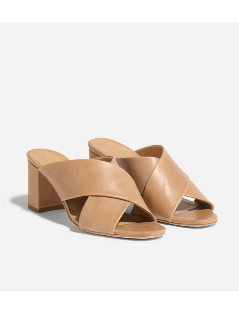 Nisolo Carina Almond Leather Cross Strap Mule Size 9 NEW